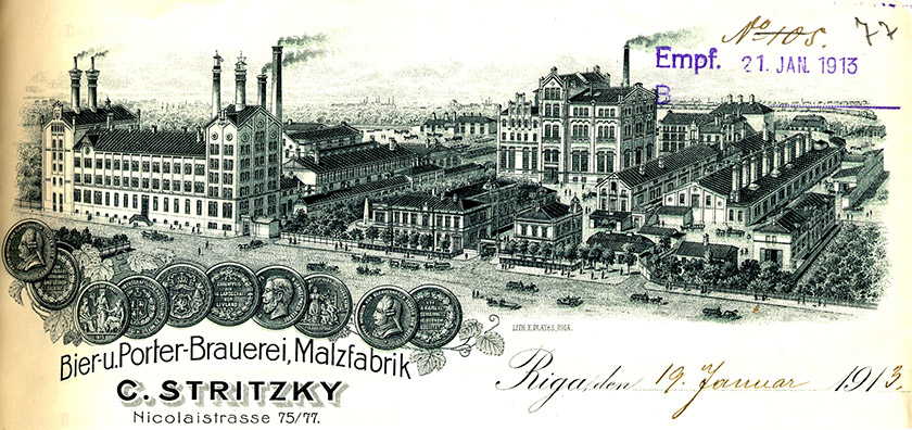 Stritzky alusdarītavas pastkarte no 1913. gada